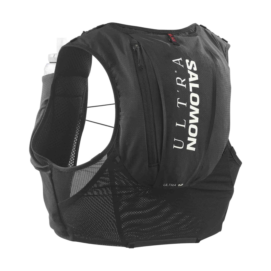 Back view of the Salomon Unisex S/LAB Ultra 12 Running Vest in the Black colourway.