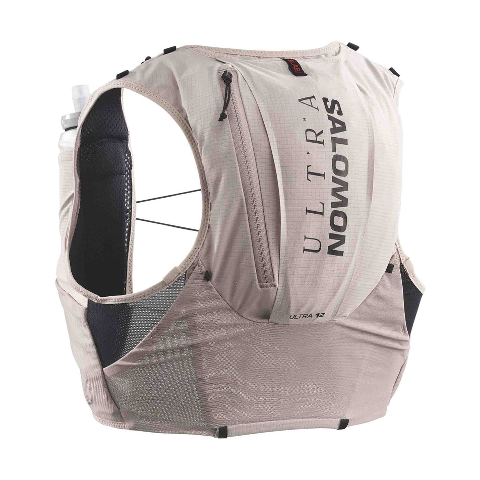 Back view of the Salomon Unisex S/LAB Ultra 12 Running Vest in the Goat/Black colourway.