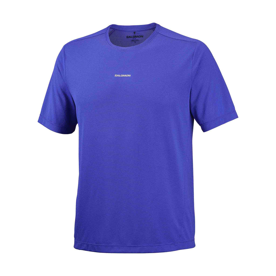 Front view of the Salomon Men's Shakeout Core SS Tee in the Clematis Blue colourway.