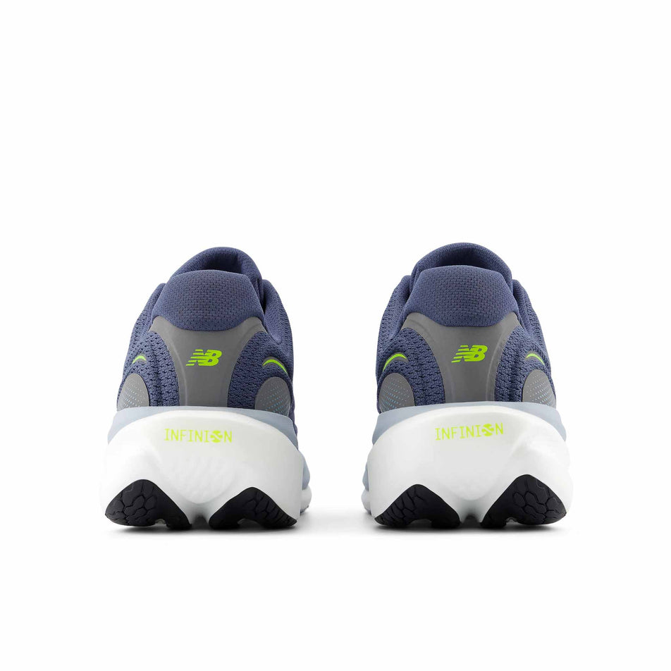The back of a pair of New Balance Men's 1080 V15 Running Shoes in the Vintage Indigo colourway.