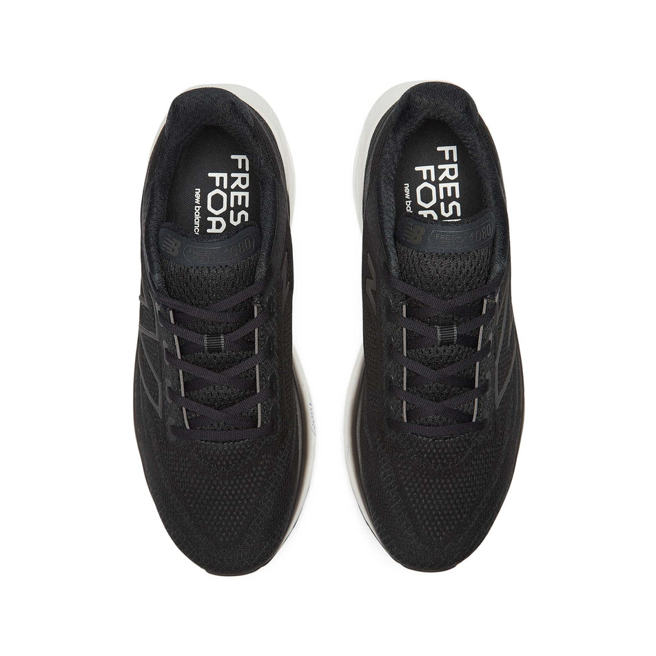 The uppers on a pair of New Balance Men's Fresh Foam X 1080v13 Running Shoes in the Black colourway (8104330264738)