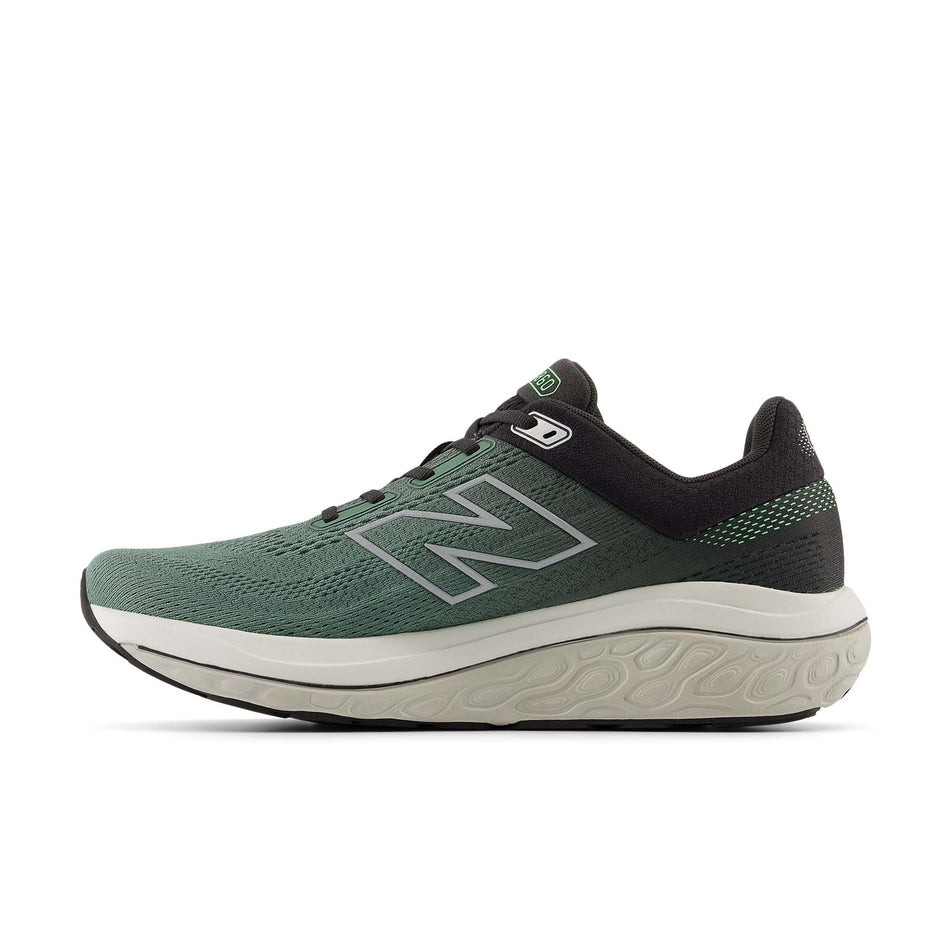 Medial view of the right shoe from a pair of New Balance Men's Fresh Foam X 860 V14 Running Shoes in the Dark Juniper colourway. (8568681103522)