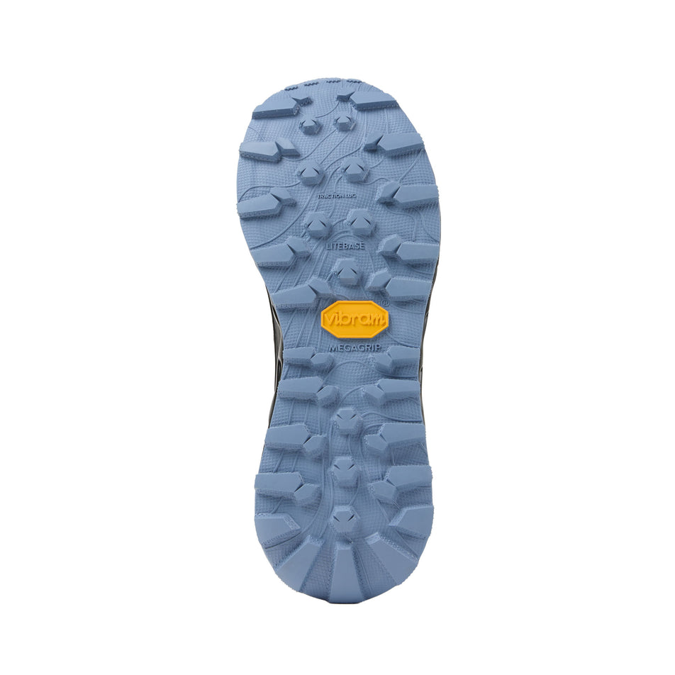 The outsole of the left shoe from a pair of NNormal Unisex Tomir 2.0 GTX Running Shoes in the Blue/Grey colourway.
