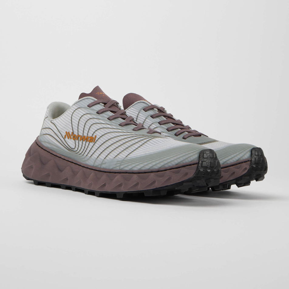 A pair of NNormal Unisex Tomir Trail Running Shoes in the grey/purple colourway (7965392797858)