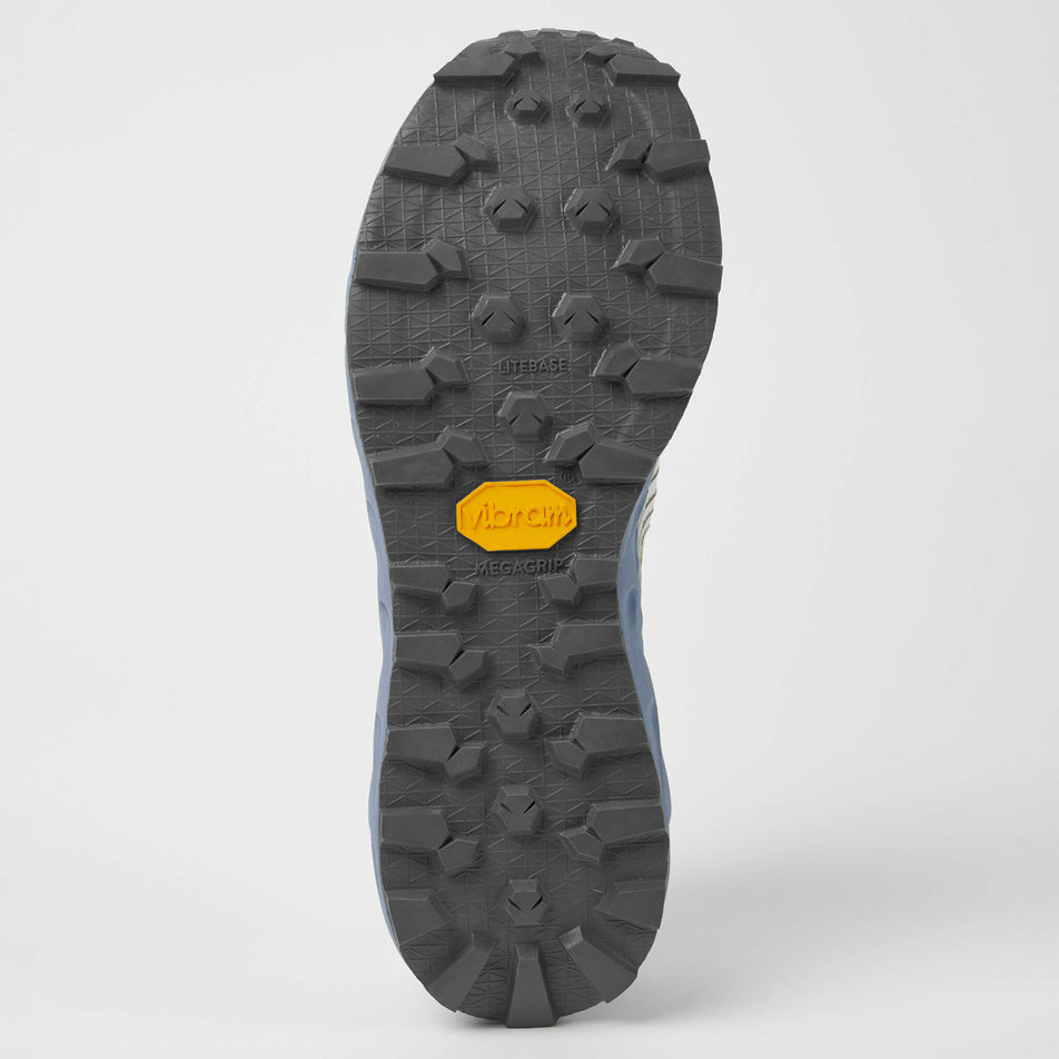 Outsole of the right shoe from a pair of NNormal Unisex Trail Running Shoes in the white/blue colourway (7965460988066)