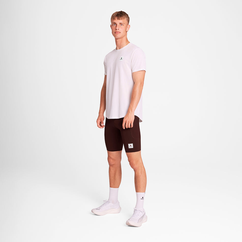 Angled view of a model wearing the SAYSKY Men's Combat+ Short Tights 9