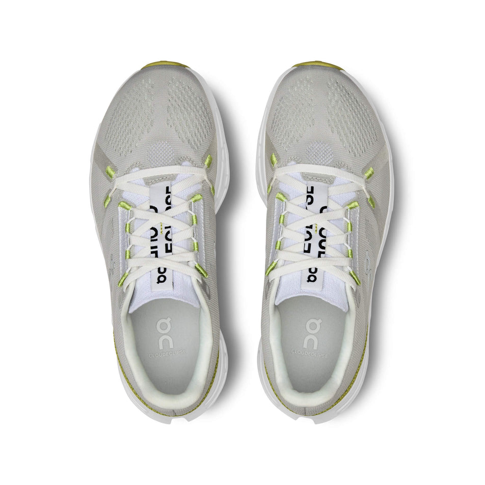 The uppers on a pair of On Women's Cloudeclipse Running Shoes in the White/Sand colourway (8112396992674)
