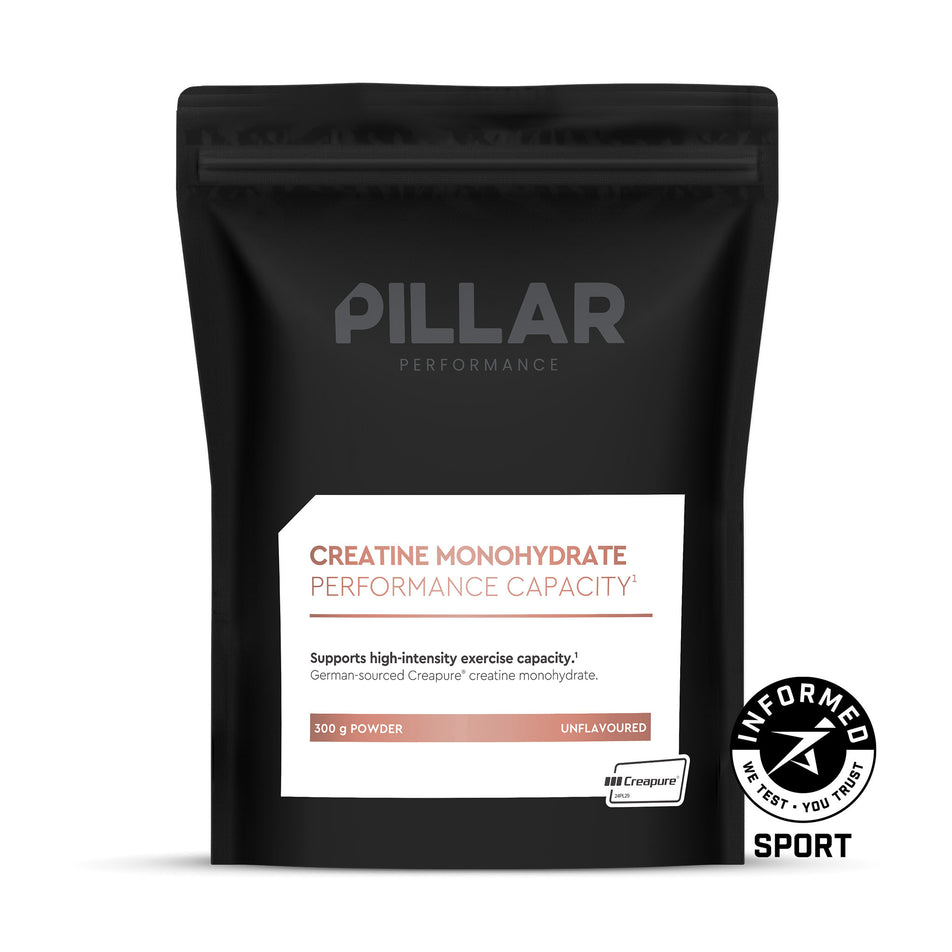 Front view of the PILLAR Performance Creatine Monohydrate - Unflavoured -  Pouch.