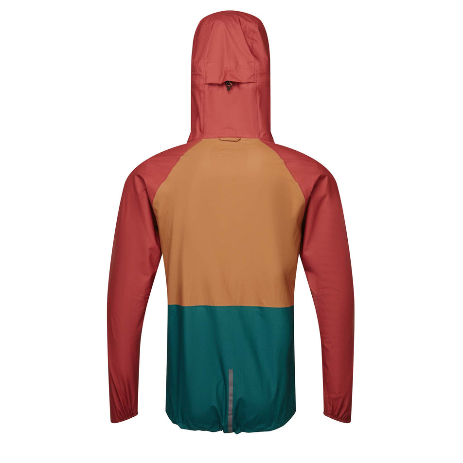 Back view of a Ronhill Men's Tech Fortify Jacket in the Jam/Deep Lagoon/Copper colourway (8032230015138)