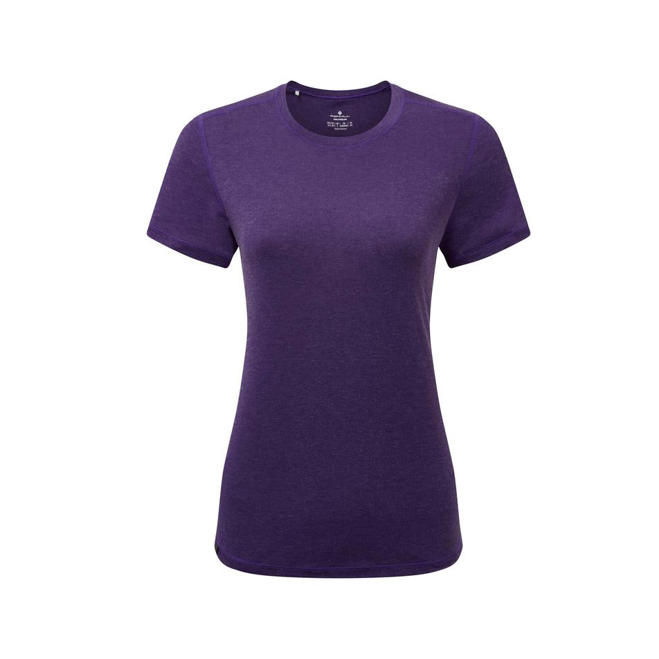 Front view of Ronhill Women's Tech Tencel S/S Tee in the Imperial Marl/Ultraviolet colourway (7742569709730)