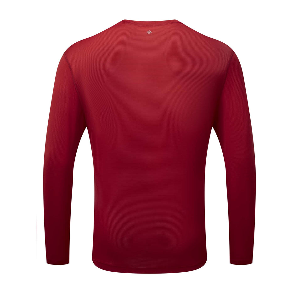 Back view of a Ronhill Men's Tech L/S Tee in the Jam/Flame colourway (8048653467810)