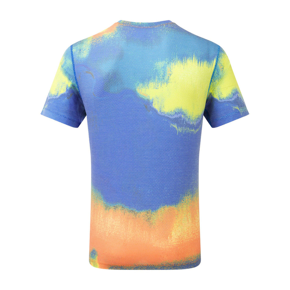 Back view of a Ronhill Men's Tech Golden Hour Tee in the Multi Rave colourway (8160879149218)