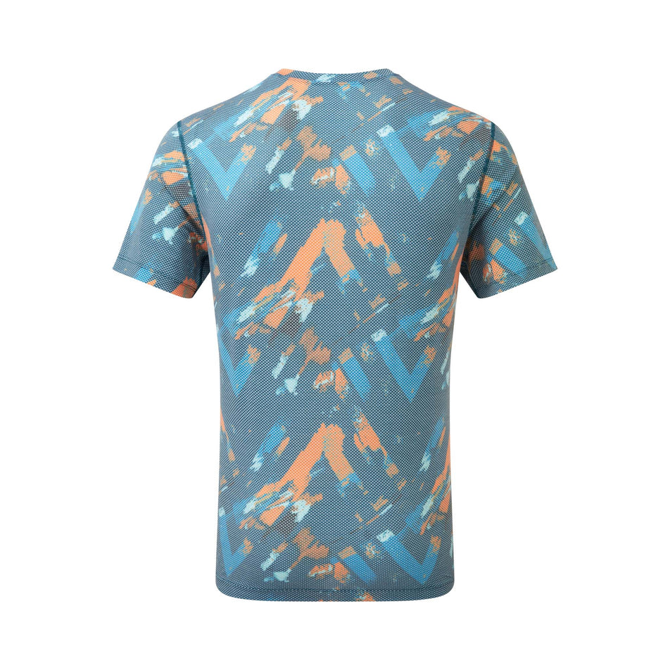 Back view of a Ronhill Men's Tech Golden Hour Tee in the Legion Blue Chevron colourway (8159267422370)