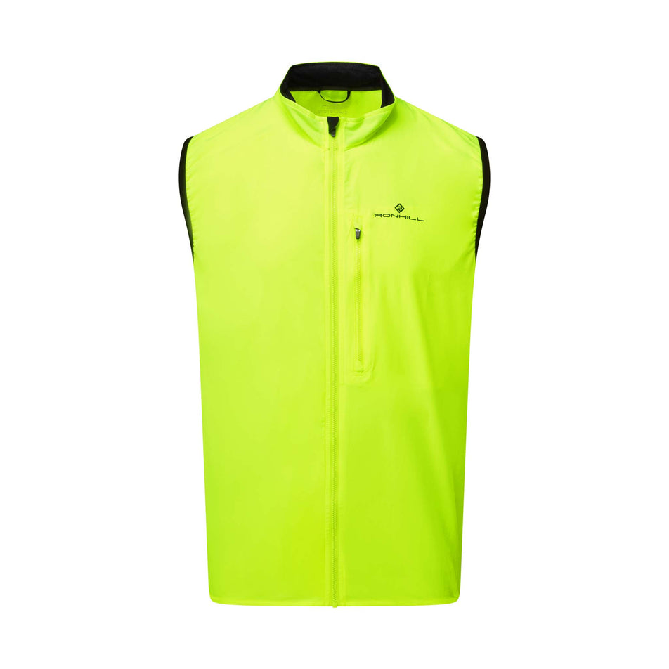 Front view of a Ronhill Men's Core Gilet in the Fluo Yellow/Black colourway (8048132456610)