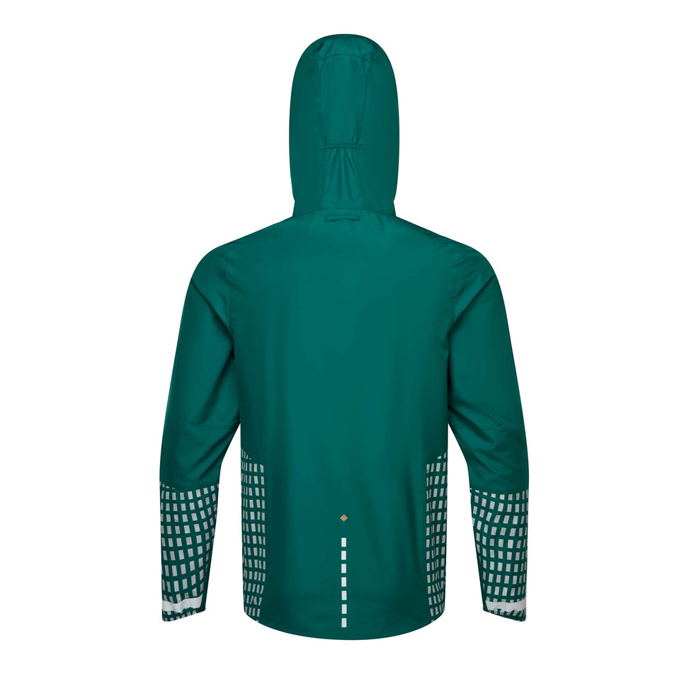 Back view of a Ronhill Men's Tech Afterhours Jacket in the Deep Lagoon/Copper Reflect colourway (8047865364642)