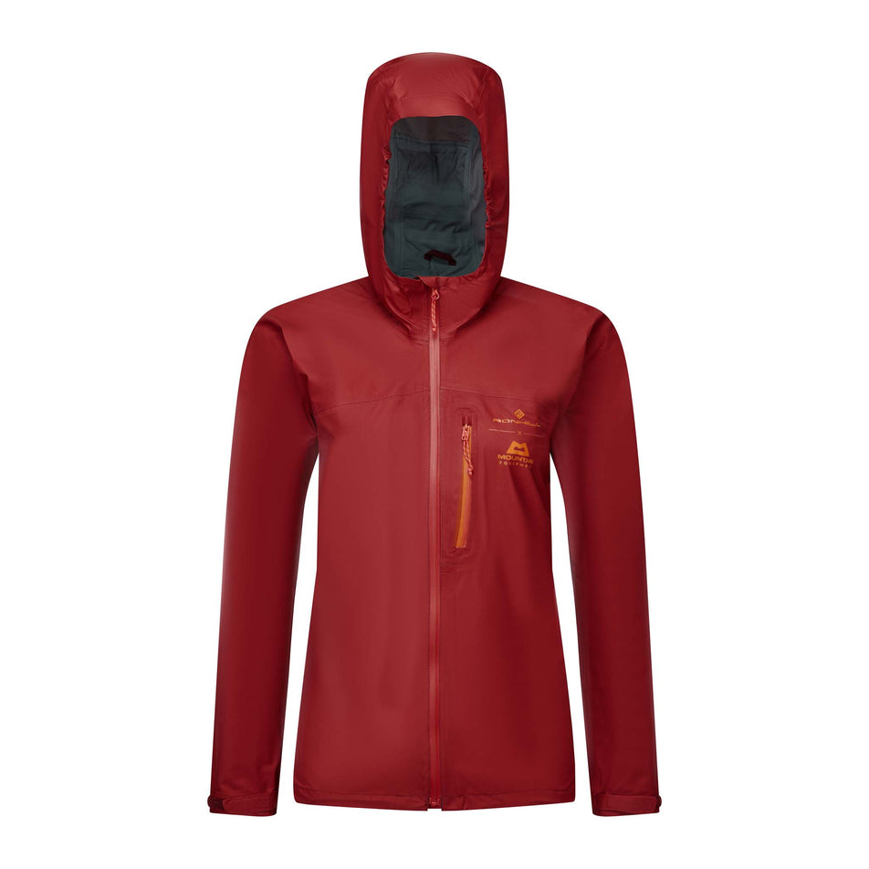 Front view of a Ronhill Women's Tech GORE-TEX Mercurial Jacket in the Jam/Flame colourway (8047328034978)