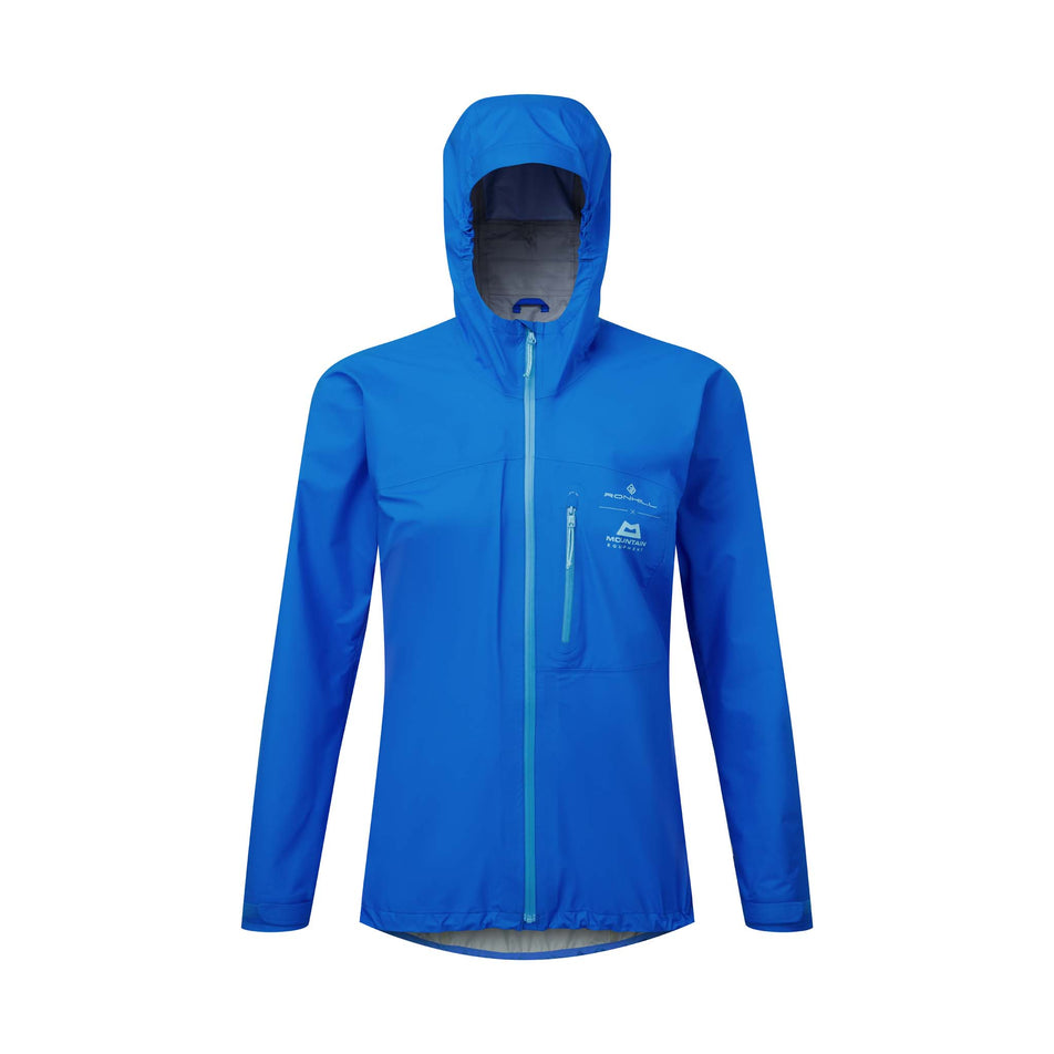 Front view of the Ronhill Women's Tech GORE-TEX Mercurial Jacket in the Electric Blue/Aquamint colourway (8160854769826)