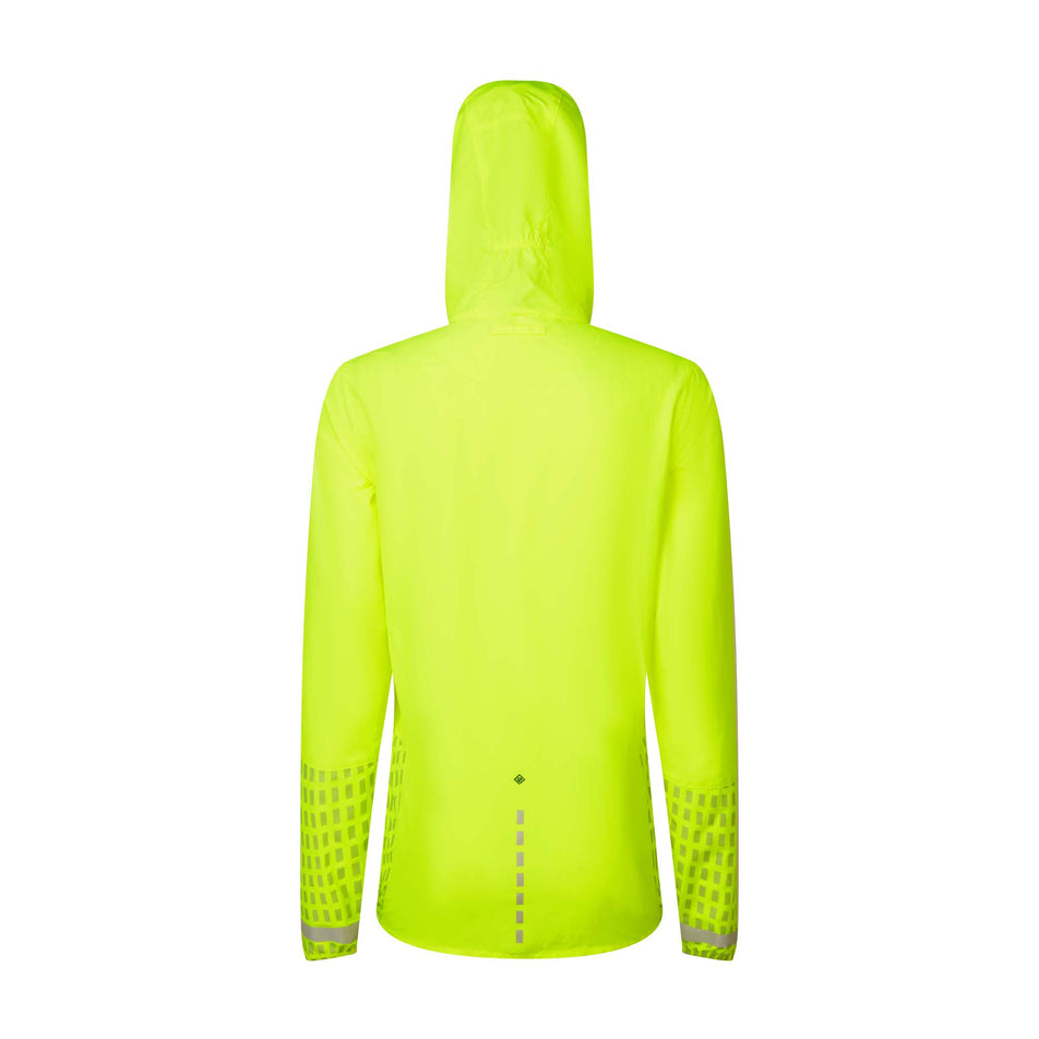Back view of a Ronhill Women's Tech Afterhours Jacket in the Fluo Yellow/Deep Lagoon/Reflect colourway. (8019130286242)