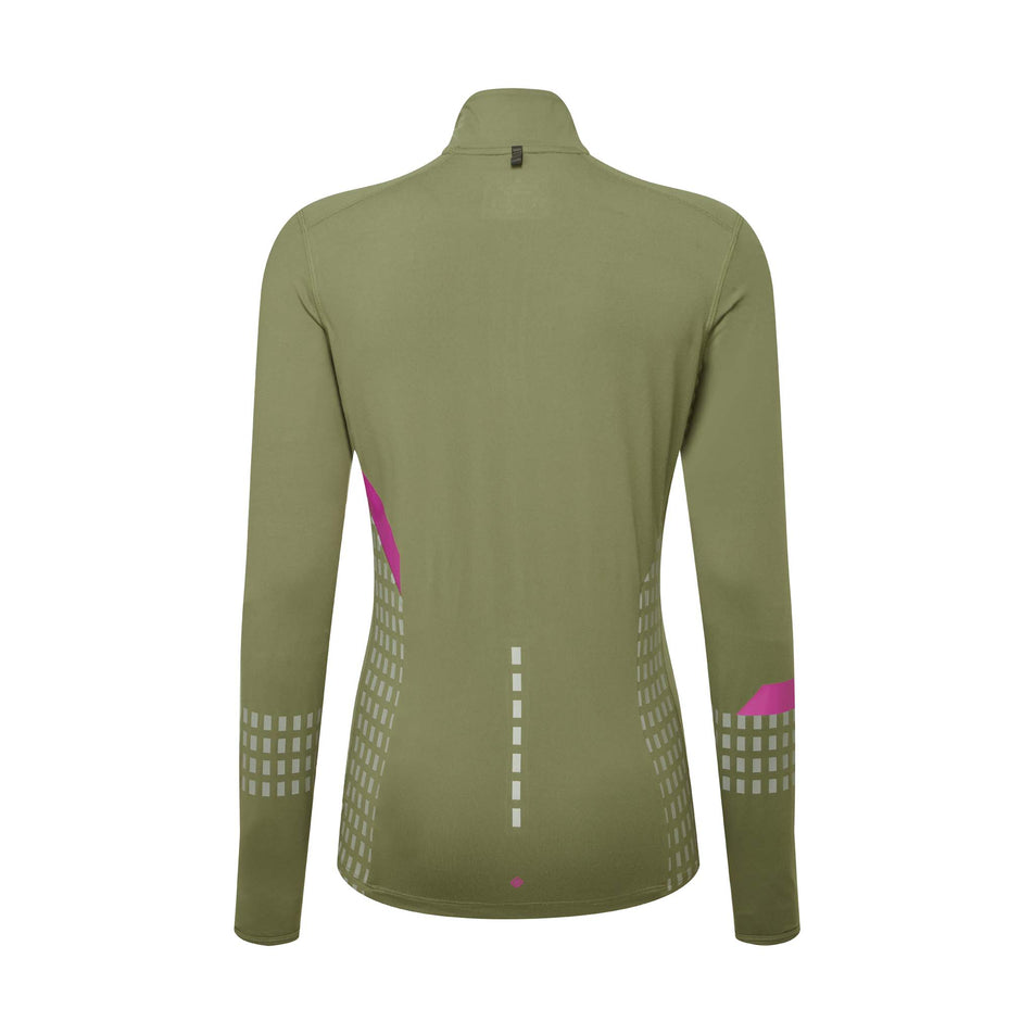 Back of a Ronhill Women's Tech Afterhours 1/2 Zip Tee in the Woodland/Thistle/Reflect colourway (8023190896802)