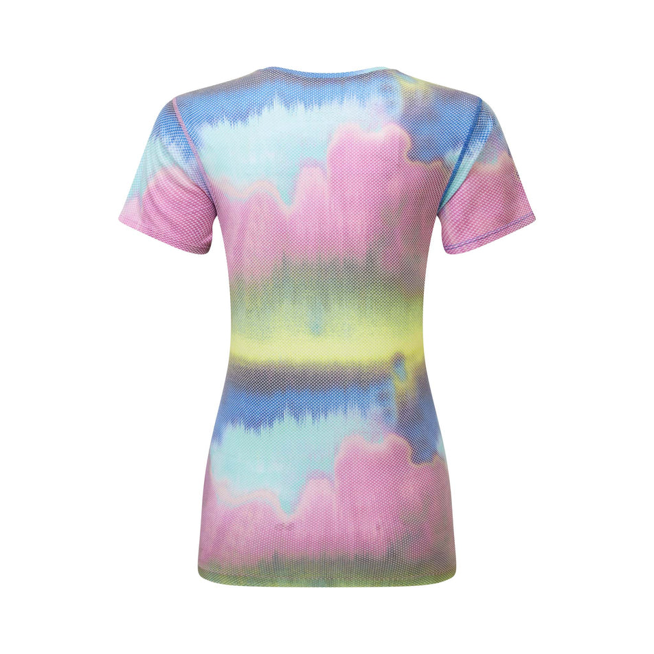 Back view of a Ronhill Women's Tech Golden Hour Tee in the Multi Mirage colourway (8159330271394)