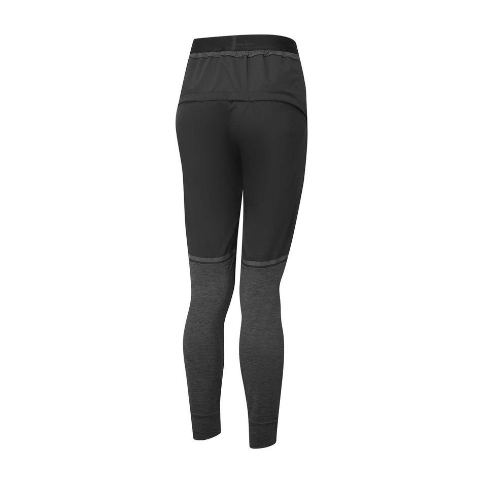 Back view of a pair of Ronhill Women's Tech Flex Pants in the Black/Charcoal Marl colourway (8047394554018)