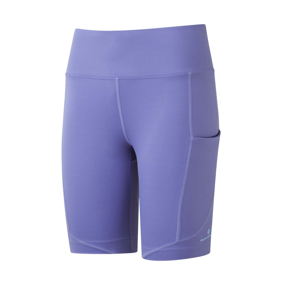 Front view of the Ronhill Women's Tech Stretch Short in the Dark Periwinkle/Aquamint colourway (8158831575202)