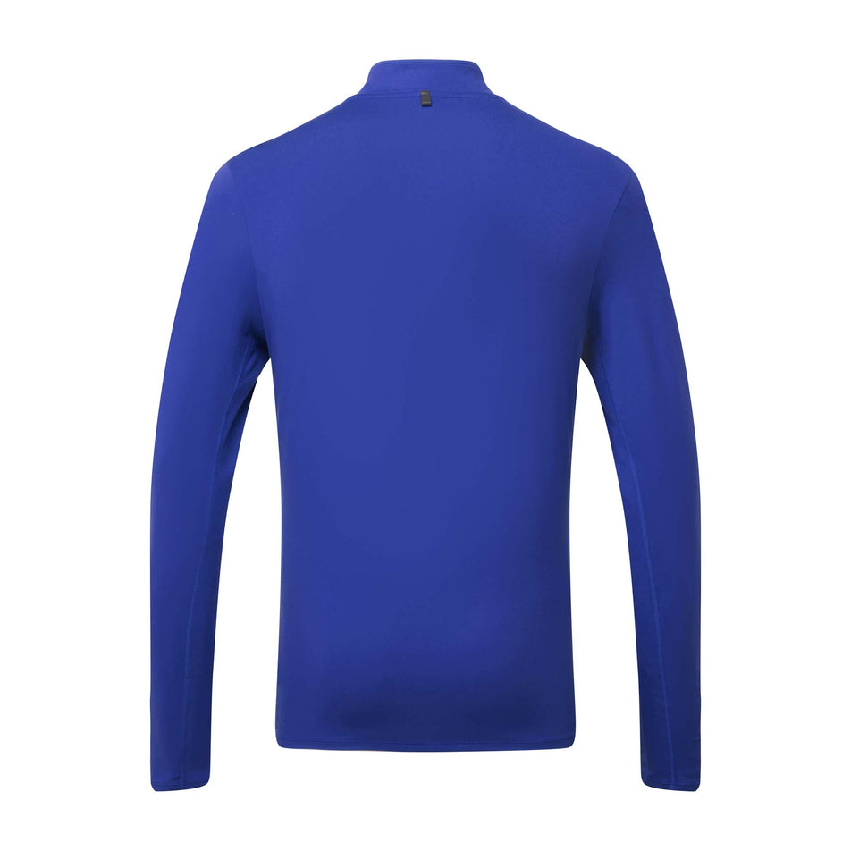 Back view of a Ronhill Men's Core Thermal 1/2 Zip in the Dark Cobalt/Bright White colourway (8048138715298)