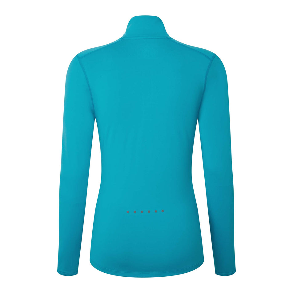 Back view of a Ronhill Women's Core Thermal 1/2 Zip in the Azure/Bright White colourway (8159242813602)