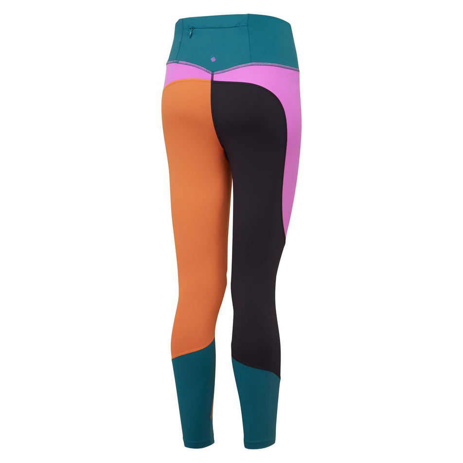 Back view of a pair of Ronhill Women's Tech Crop Tights in the Deep Lagoon/Thistle colourway (8047461793954)