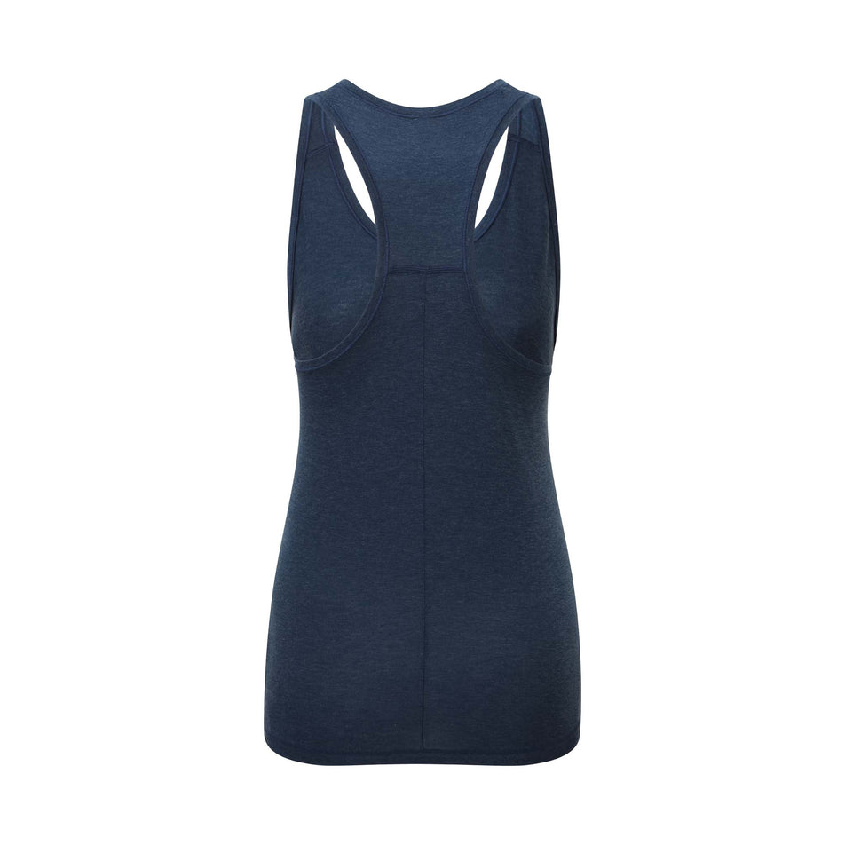 Back view of a Ronhill Women's Tech Tencel Vest in the Dark Navy Marl colourway (8159377424546)