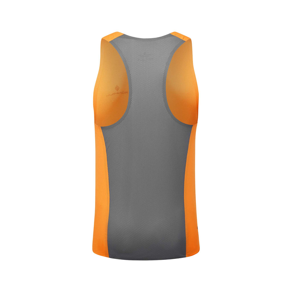 Back view of a Ronhill Men's Tech Race Vest in the Tangelo/Artemis colourway. (8563607109794)