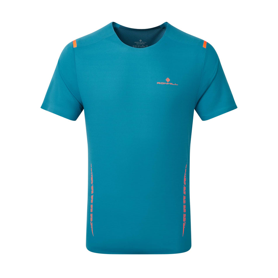 Front view of a Ronhill Men's Tech Race S/S Tee in the Petrol/Legion Blue colourway (8160876757154)