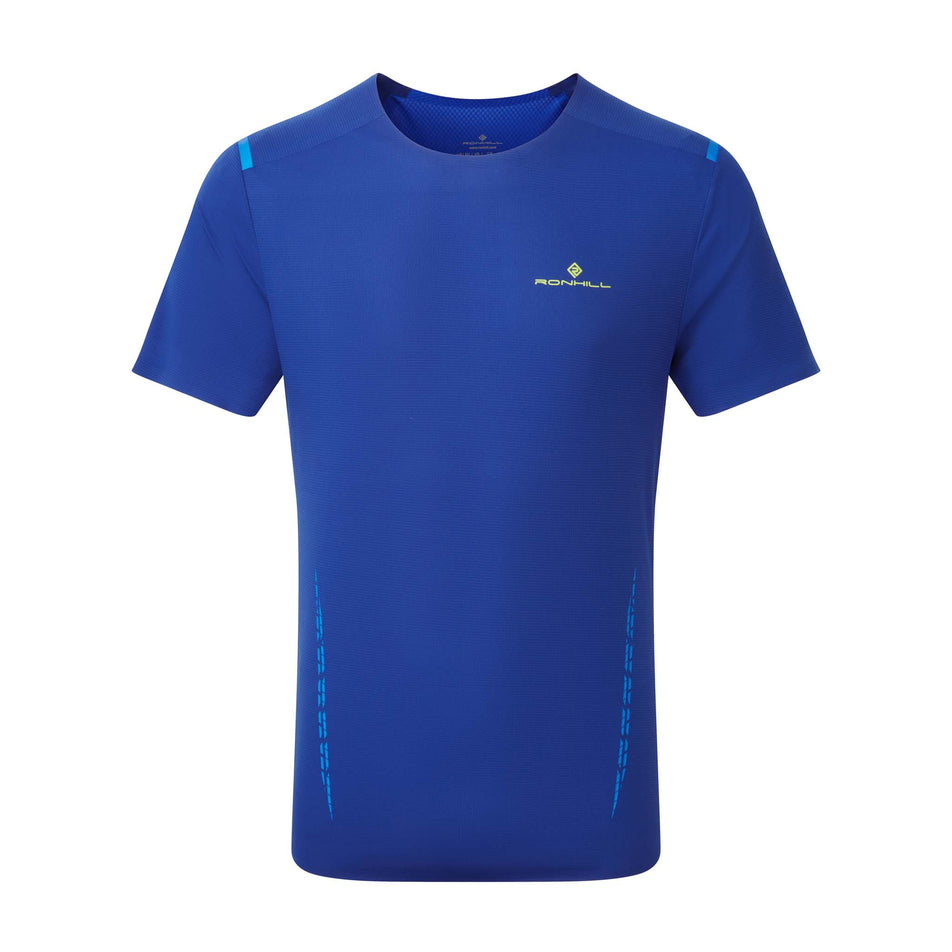 Front view of a Ronhill Men's Tech Race S/S Tee in the Ocean/Azurite colourway (8159262146722)