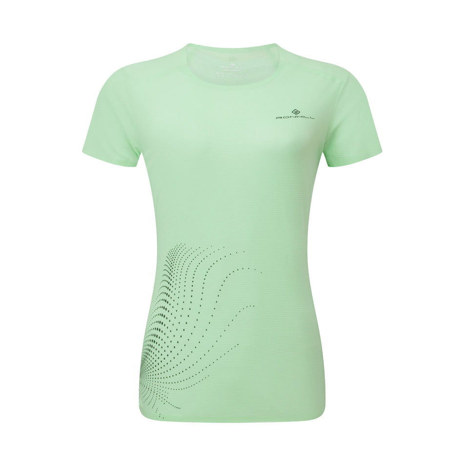 Front view of the Ronhill Women's Tech Race S/S Tee in the Seafoam/Laurel colourway.