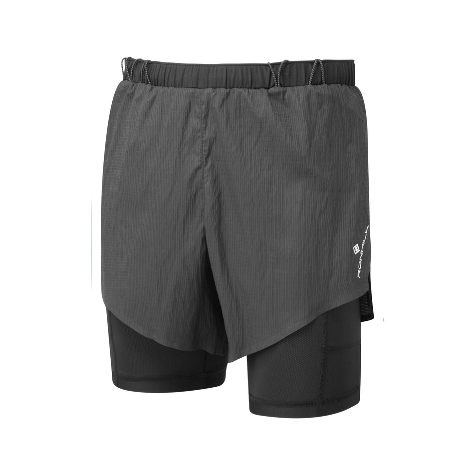 Front view of the Men's Tech Race Twin Short in the All Black colourway (8159263883426)