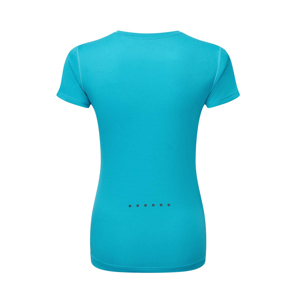 Back view of a Ronhill Women's Core S/S Tee in the Azure/Bright White colourway (8159237177506)