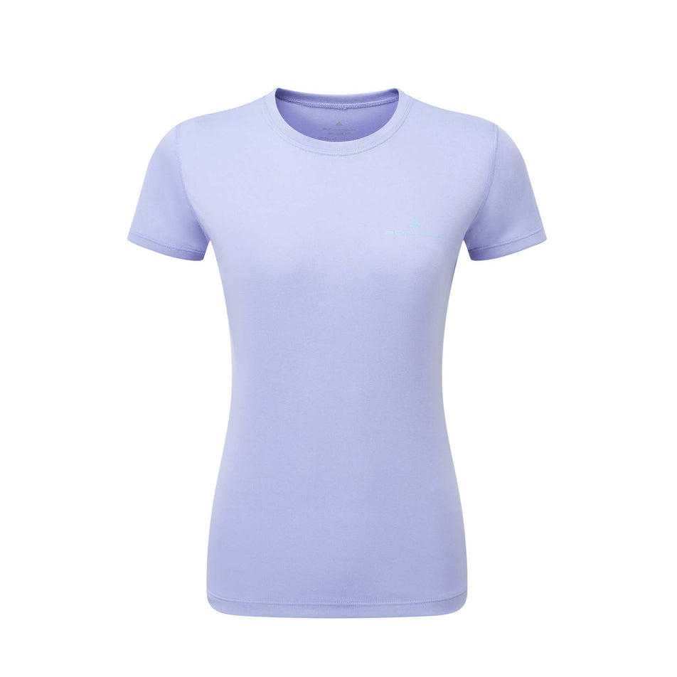 Front view of a Ronhill Women's Core S/S Tee in the Periwinkle/Aquamint colourway (8159241437346)