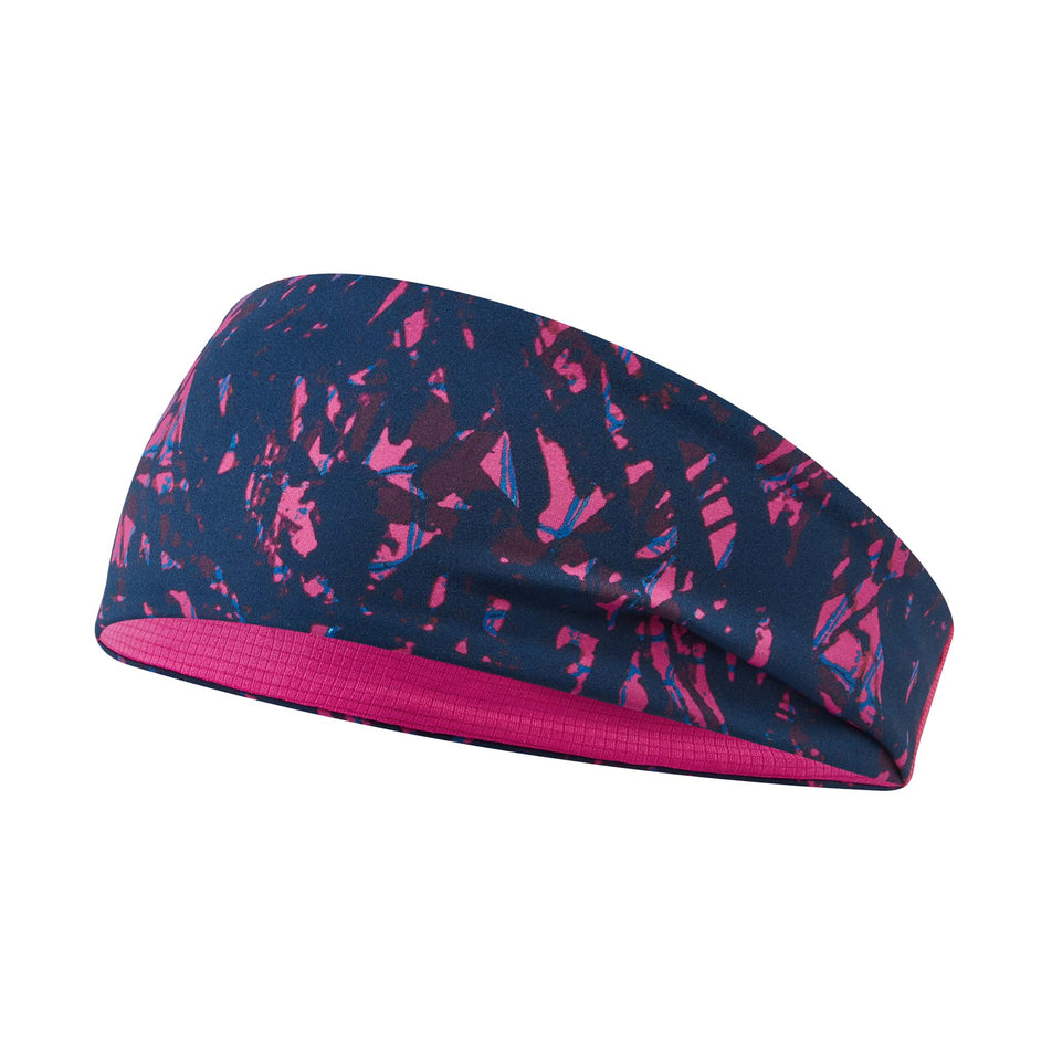 Front view of the Ronhill Unisex Reversible Headband in the Dark Navy Blaze colourway.