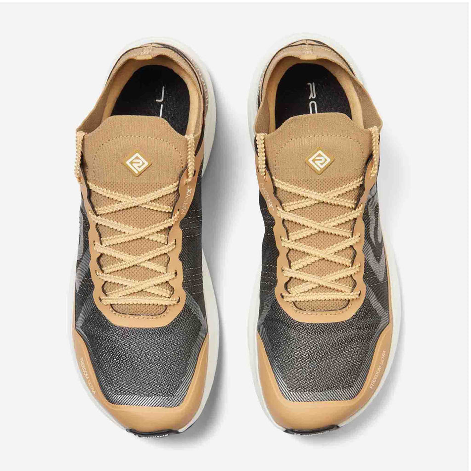 The uppers on a pair of Ronhill Women's Freedom Ultra Running Shoes in the Sand colourway. (8601106776226)