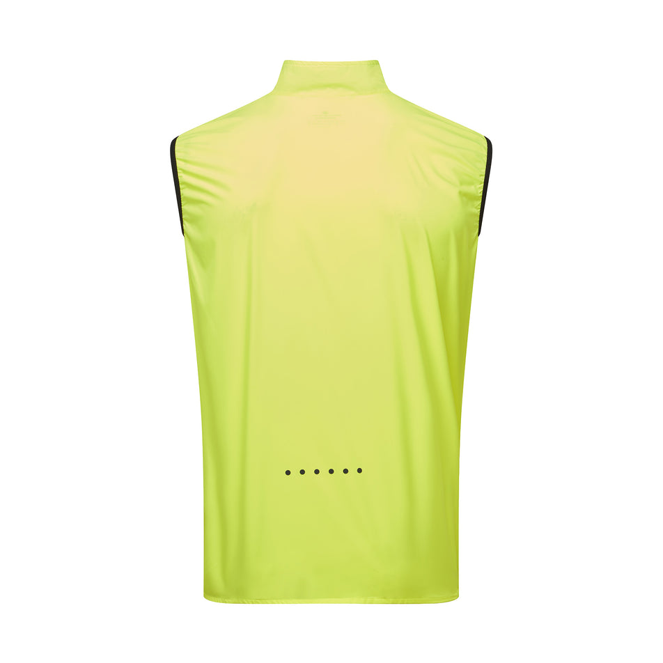 Back view of the Ronhill Men's Core Gilet in the Fluo Yellow/Black colourway. (8748546195618)