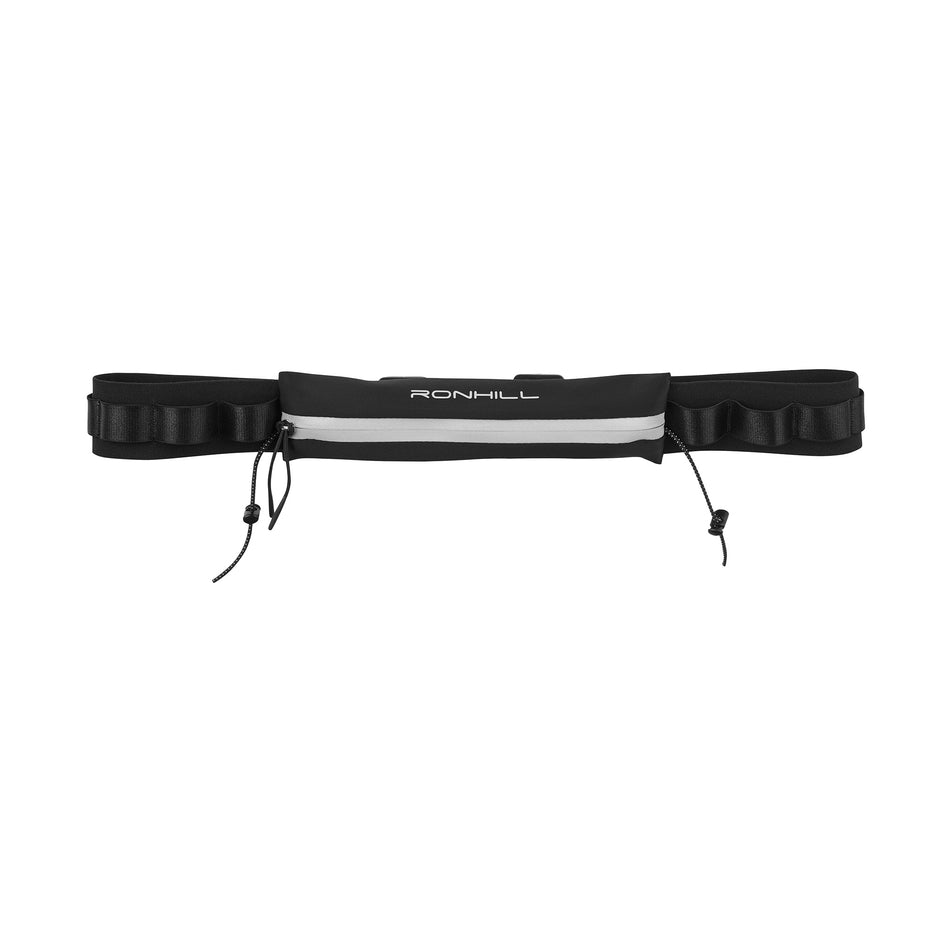 Front view of the Ronhill Race Number Belt in the All Black colourway.