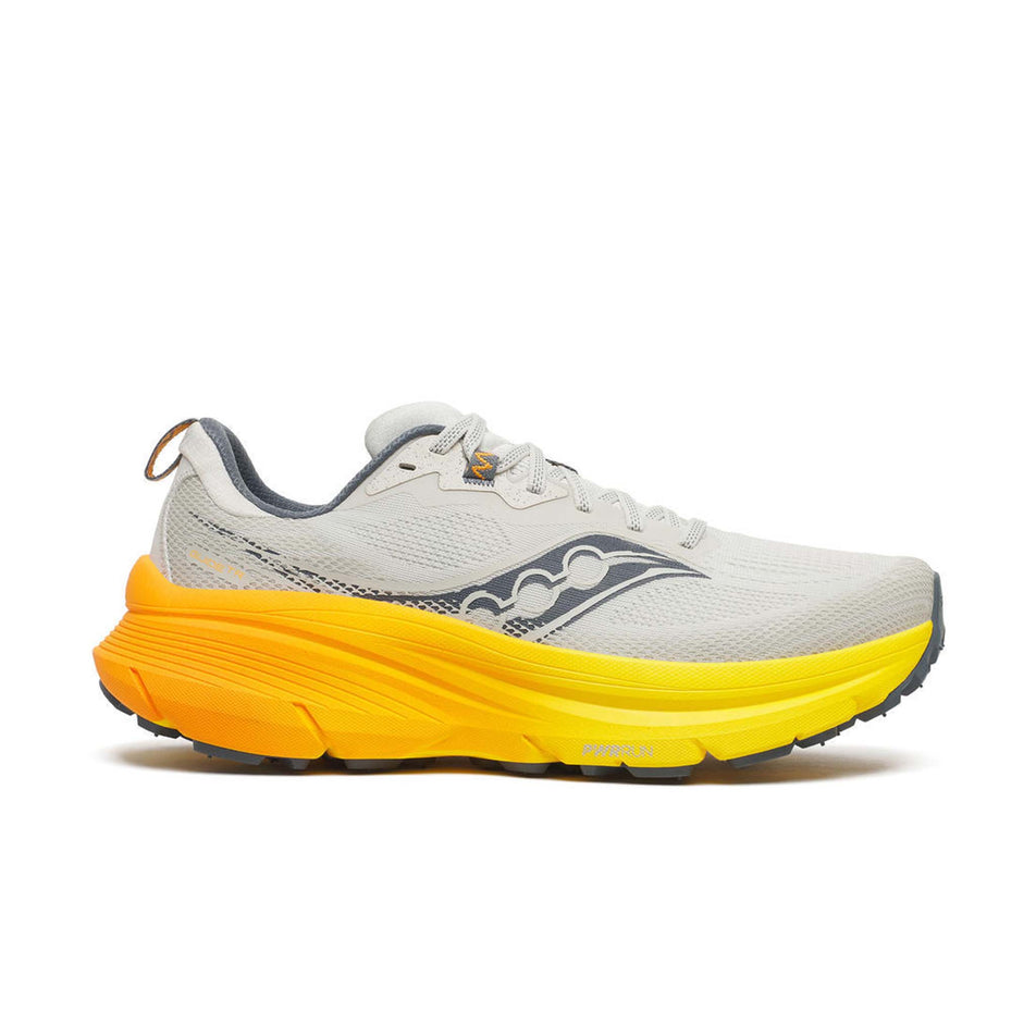 Lateral view of the right shoe from a pair of Saucony Men's Guide TR Running Shoes in the Quartz/Cyber colourway.