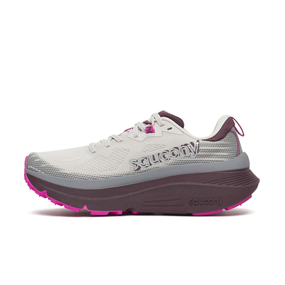 Medial view of the right shoe from a pair of Saucony Women's Guide TR Running Shoes in the Quartz/Demure colourway.
