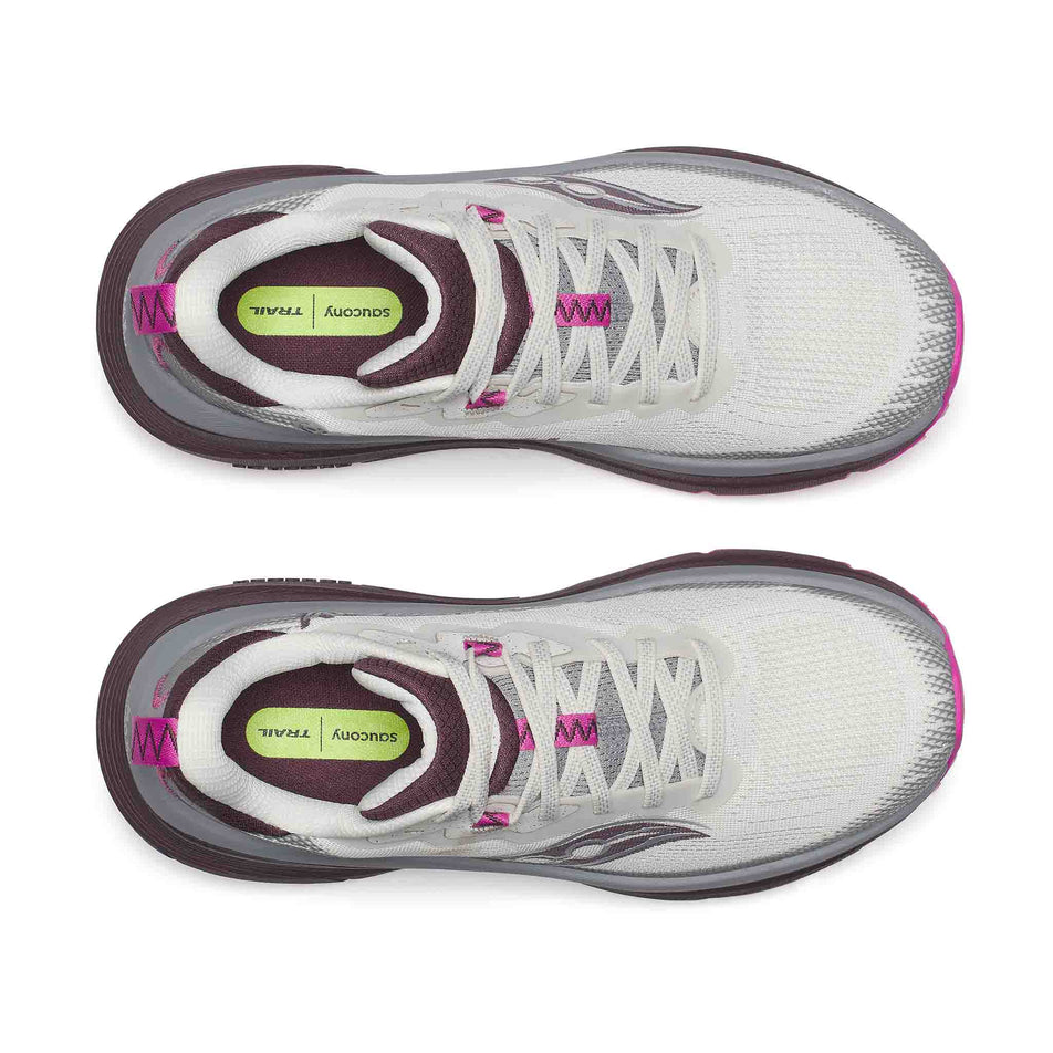The uppers of a pair of Saucony Women's Guide TR Running Shoes in the Quartz/Demure colourway.