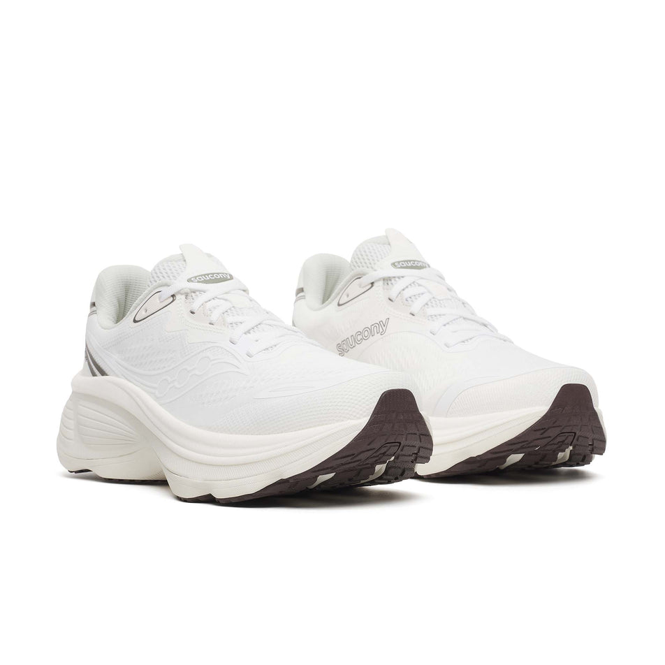 A pair of Saucony Men's Hurricane 26 Running Shoes in the White/Quartz colourway.