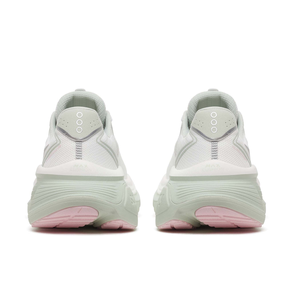 The back of a pair of Saucony Women's Hurricane 26 Running Shoes in the White/Cast colourway.