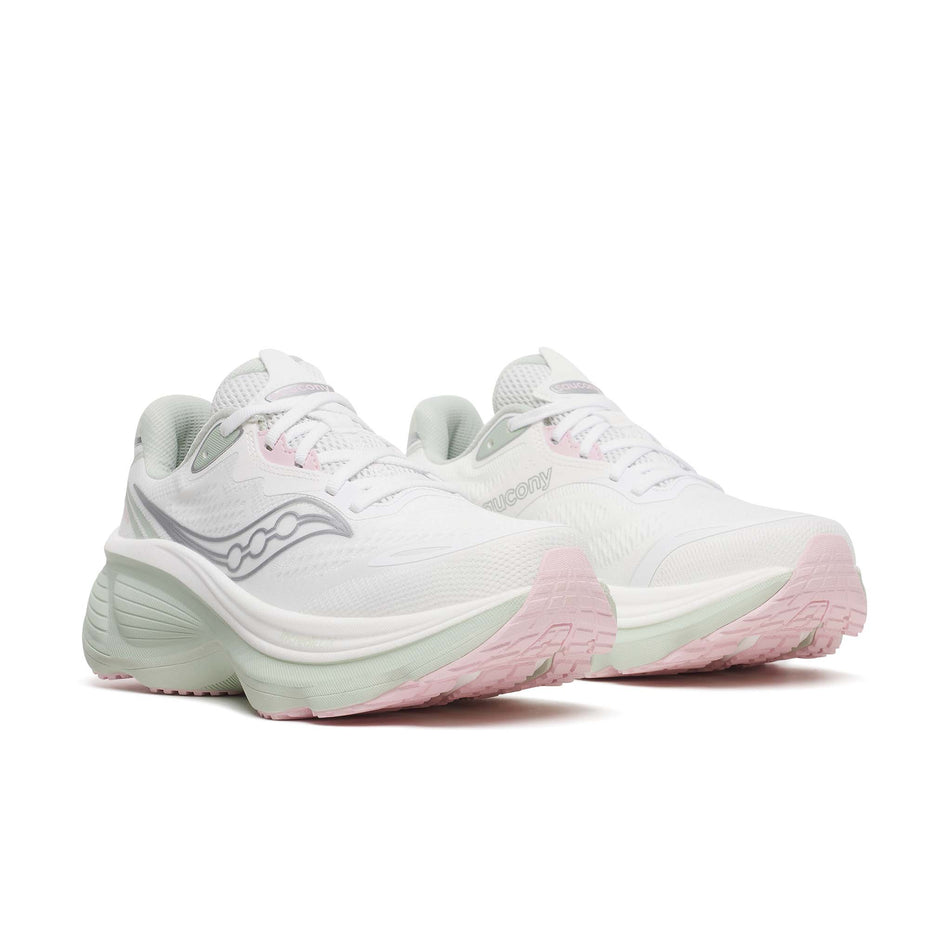 A pair of Saucony Women's Hurricane 26 Running Shoes in the White/Cast colourway.