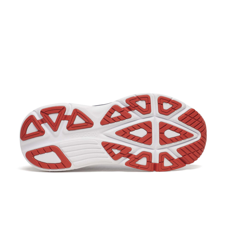 The outsole of the right shoe from a pair of Saucony Men's Guide 19 Running Shoes in the Lapis/Naval colourway.
