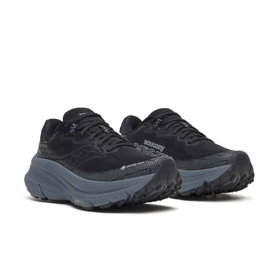 A pair of Saucony Women's Guide TR GTX Running Shoes in the Black/Gunmetal colourway.