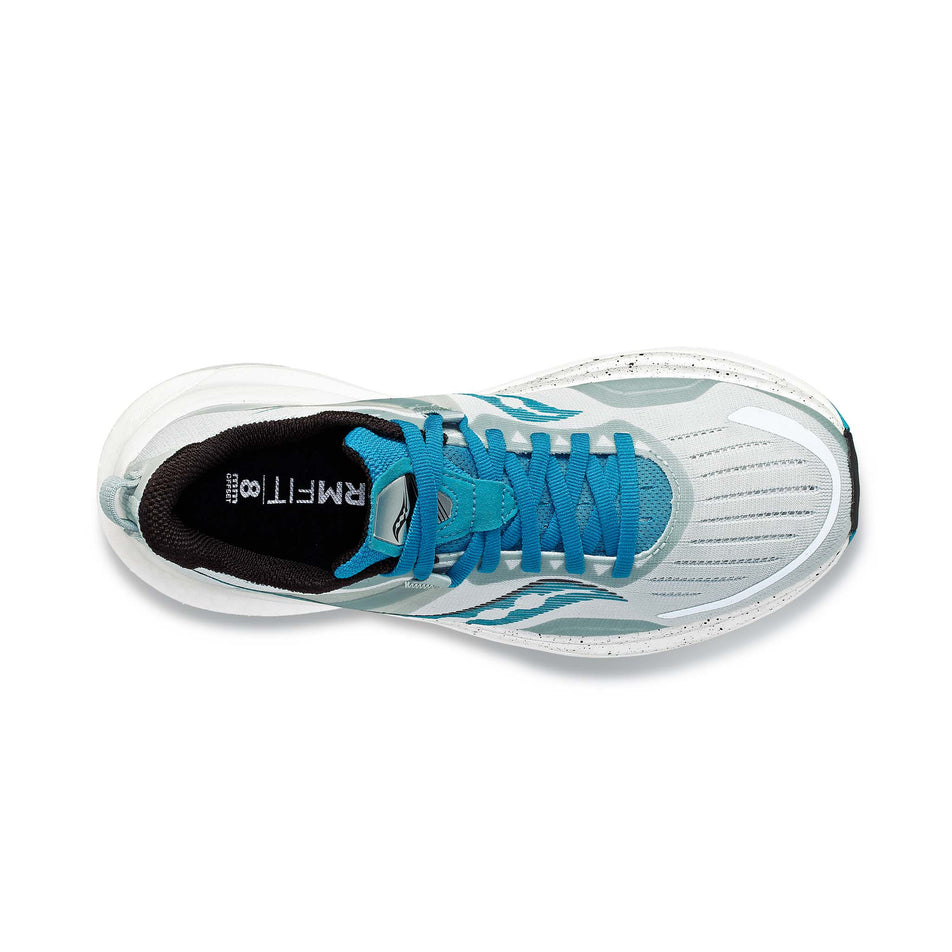 The upper of the right shoe from a pair of Saucony Women's Tempus Road Running Shoes in the Glacier/Ink colourway (7996817965218)